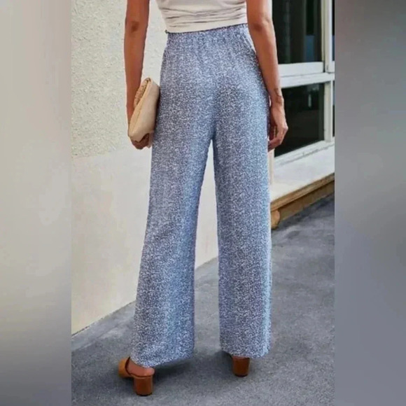 Coastal Chic Print Wide Leg Drawstring Pants Ocean Blue Womens size L - Picture 4 of 6